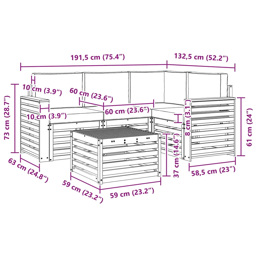 Ensemble de canapés d'extérieur 5 pcs Blanc et crème - 7
