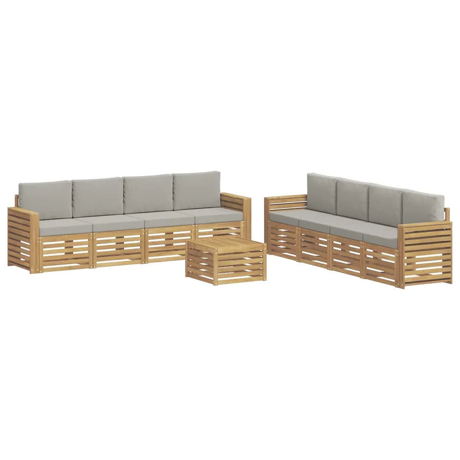 Ensembles de canapés 9 pcs Blanc et gris clair 59 x 59 x 37 cm - 2