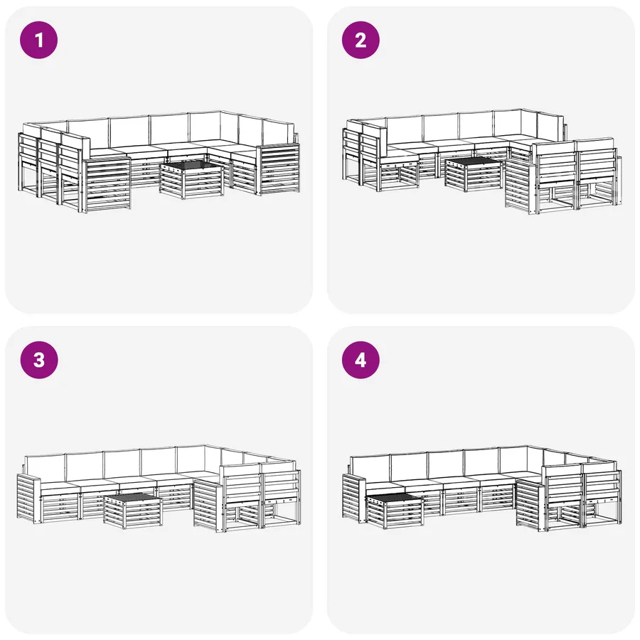 Ensemble de canapés d'extérieur 10 pcs Blanc et anthracite - 7