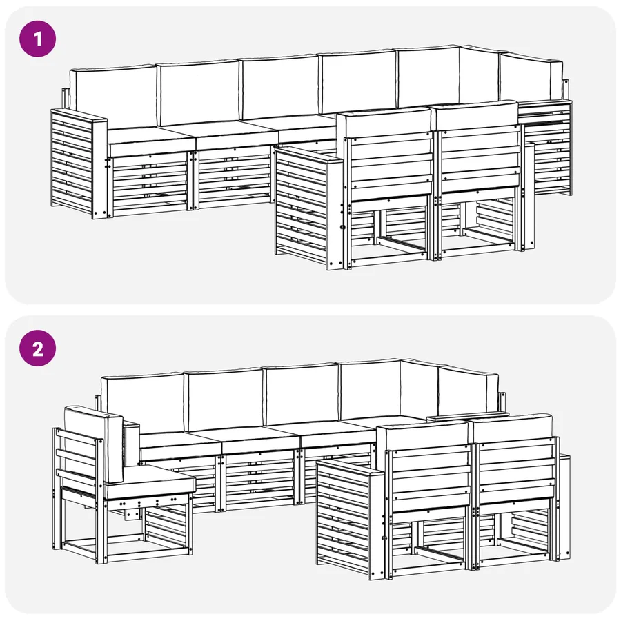 Ensemble de canapés d'extérieur 8 pcs Blanc et Beige - 7
