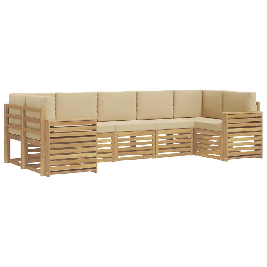 Ensemble de canapés d'extérieur 7 pcs Blanc et Beige - 2