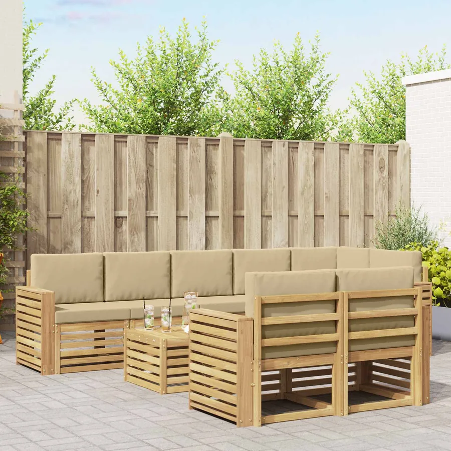 Ensemble de canapés d'extérieur 9 pcs Blanc et Beige