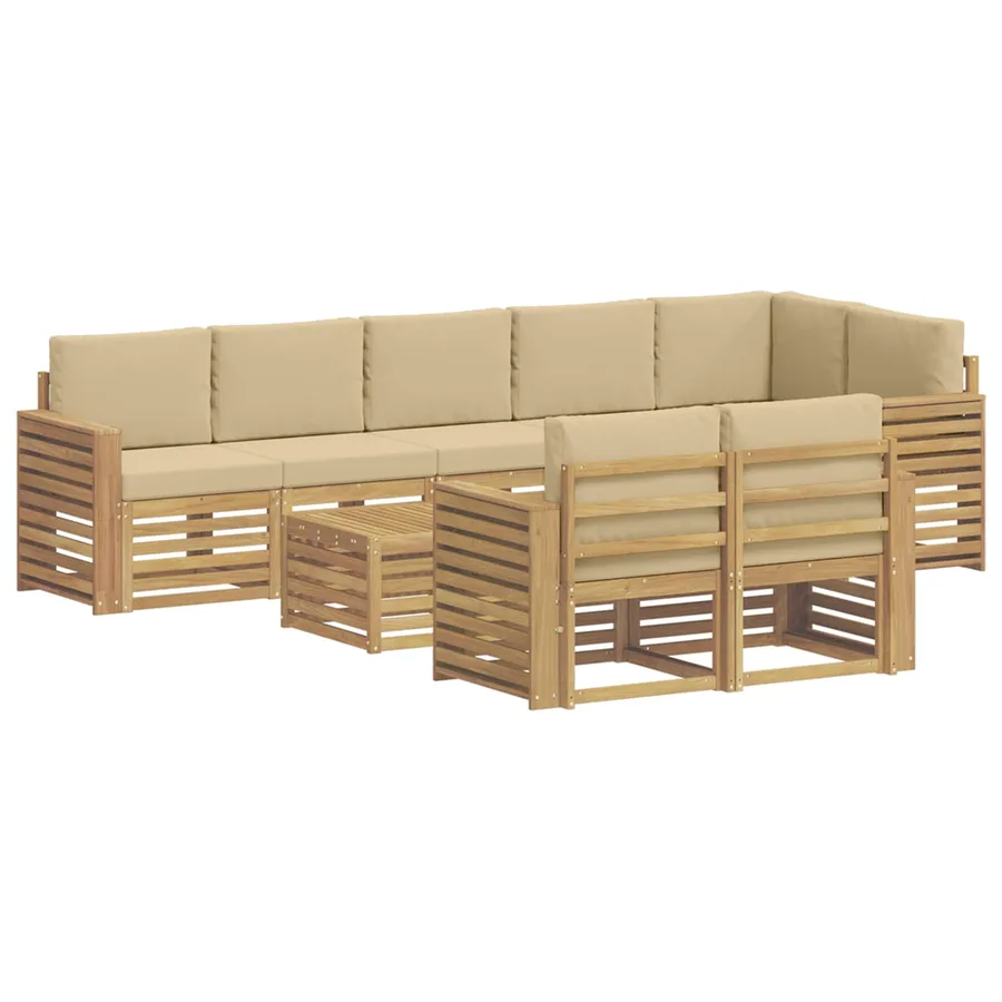 Ensemble de canapés d'extérieur 9 pcs Blanc et Beige - 2