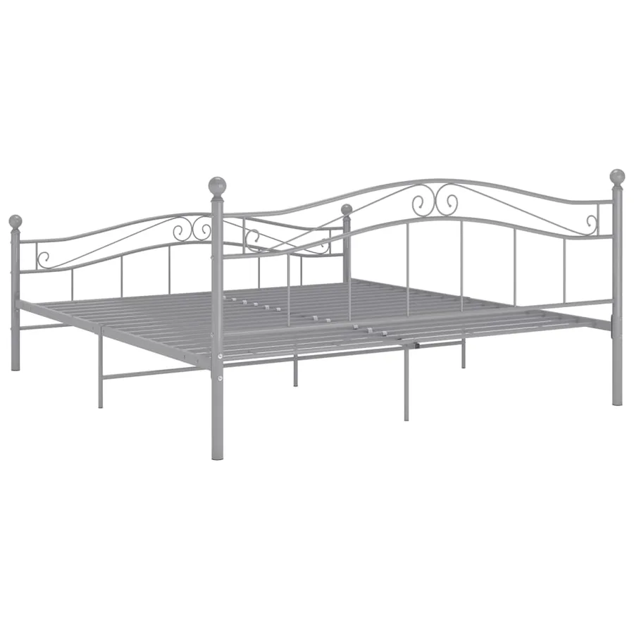 Cadre de lit sans matelas gris métal 140x200 cm - 5