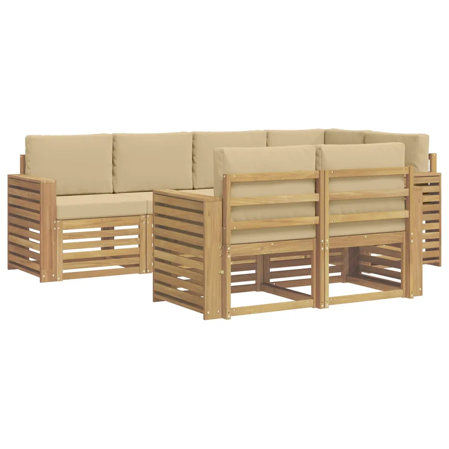 Ensemble de canapés d'extérieur 7 pcs Blanc et Beige - 2