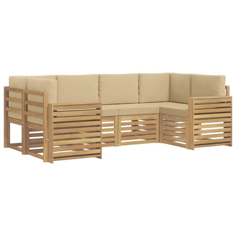 Ensemble de canapés d'extérieur 6 pcs Blanc et Beige - 2