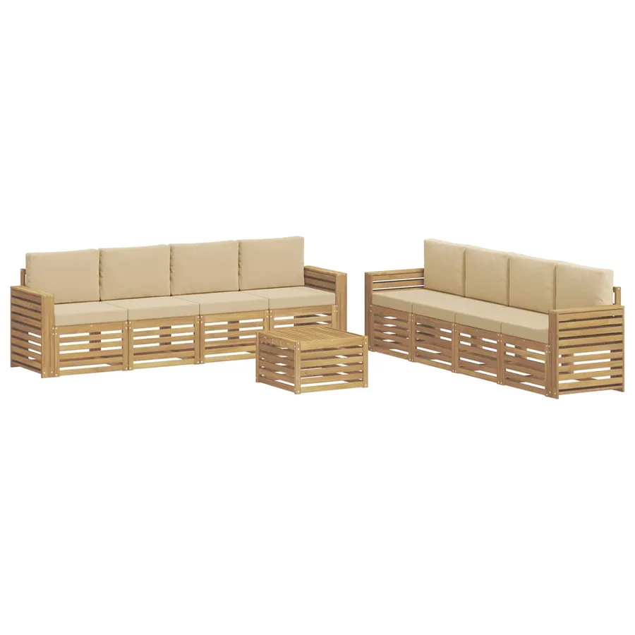 Ensembles de canapés 9 pcs Blanc et Beige 59 x 59 x 37 cm - 2