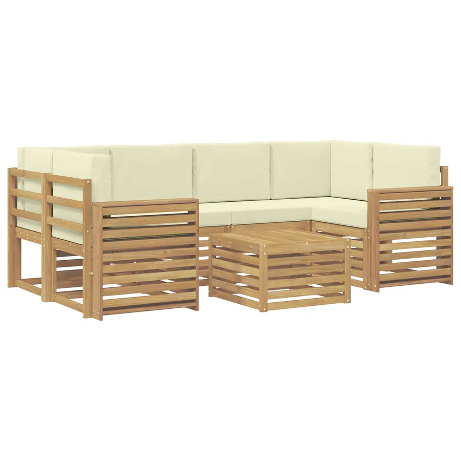 Ensemble de canapés d'extérieur 7 pcs Blanc et crème Polyester - 2