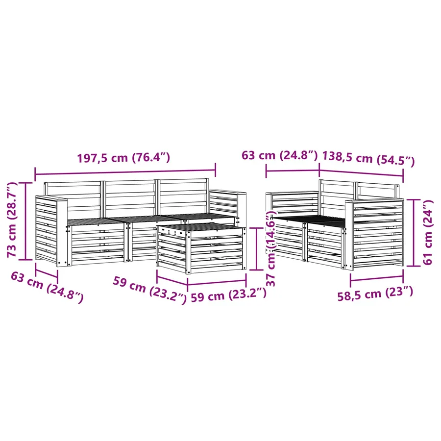 Ensembles de canapés Bois d'Acacia Massif - 8