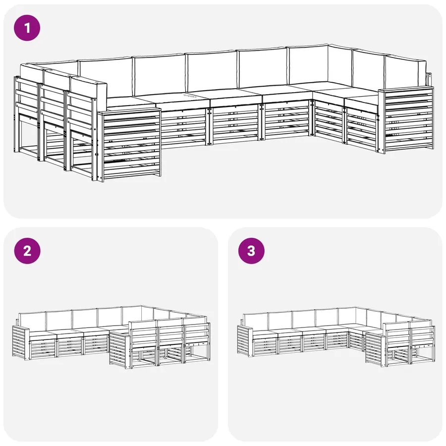 Ensemble de canapés d'extérieur 10 pcs Blanc et anthracite - 6