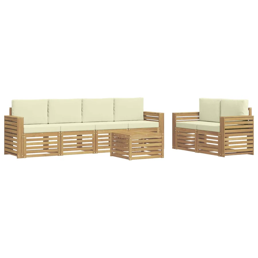 Ensemble de canapés d'extérieur 7 pcs Blanc et crème Polyester - 2
