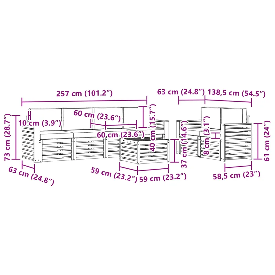 Ensemble de canapés d'extérieur 7 pcs Blanc et crème Polyester - 7