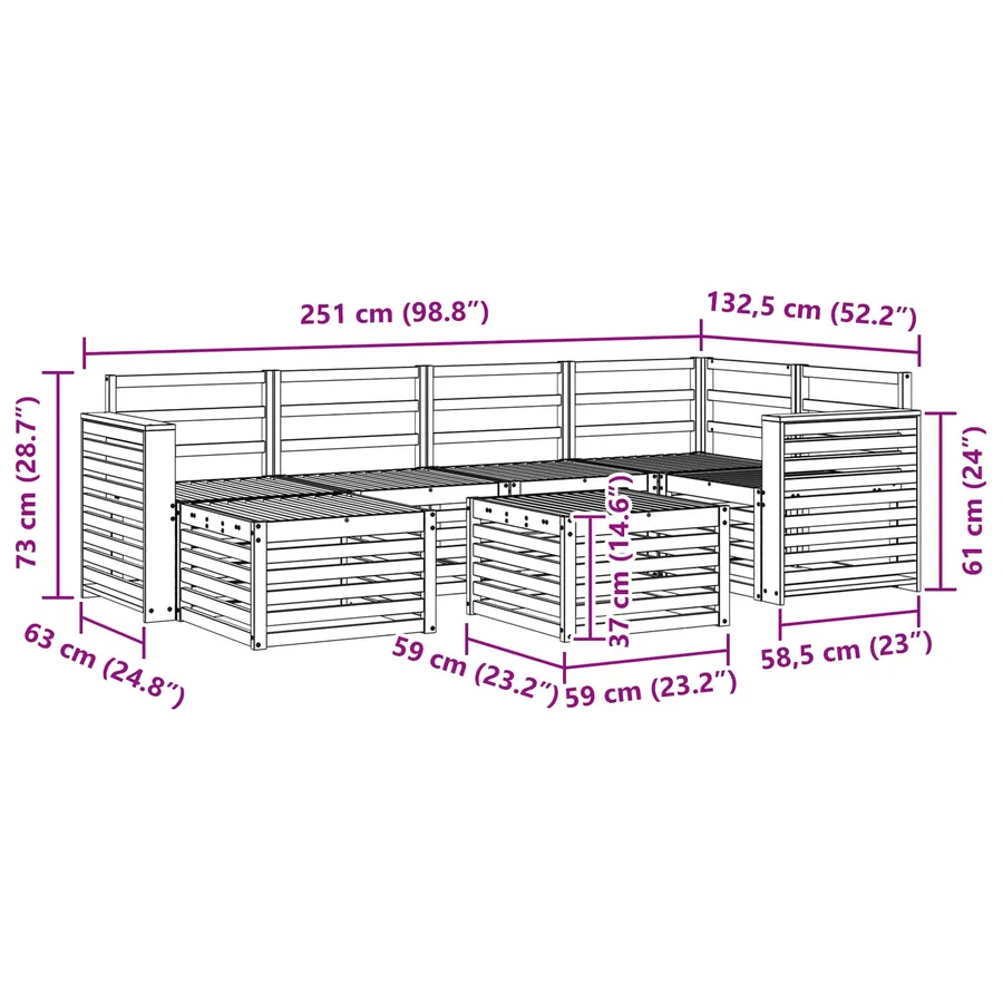 Ensemble de canapés d'extérieur 7 pcs Blanc Polyester - 9