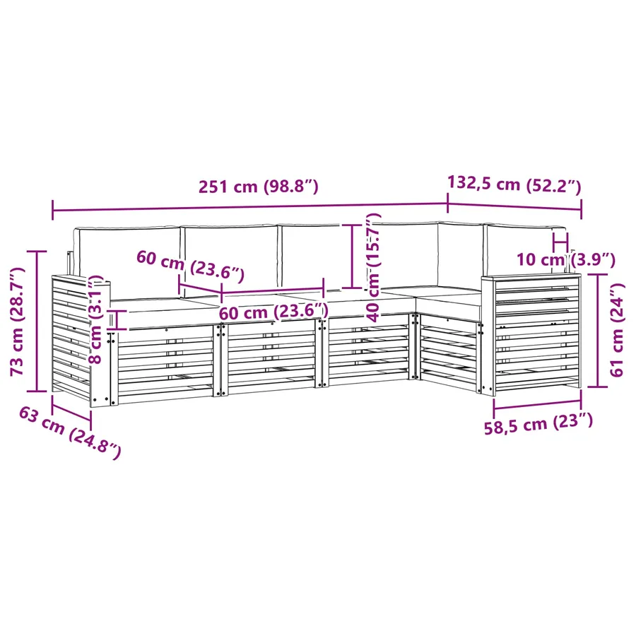 Ensemble de canapés d'extérieur 5 pcs Blanc et anthracite - 8