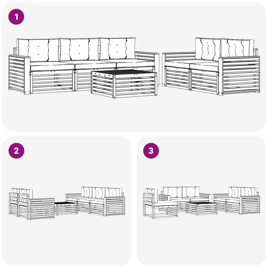 Ensemble de canapés d'extérieur 6 pc Blanc et anthracite - 6