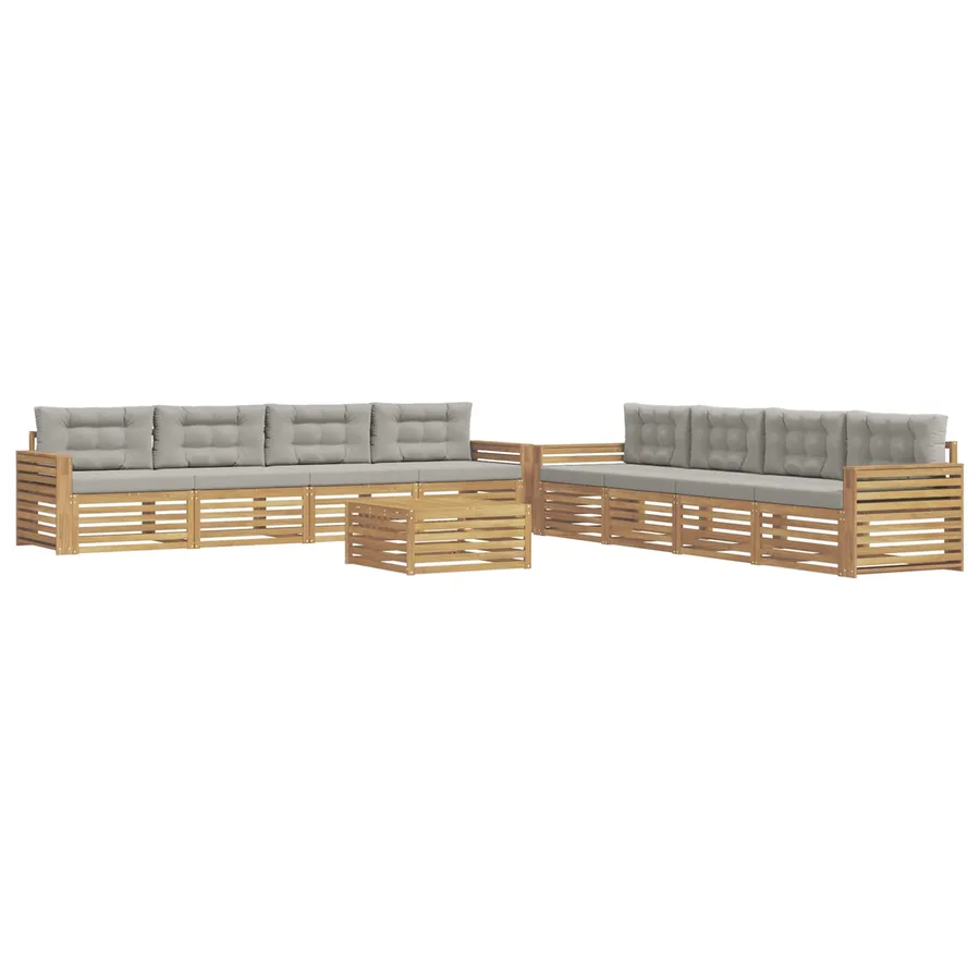 Ensemble de canapés d'extérieur 9 pc Blanc et gris clair - 2