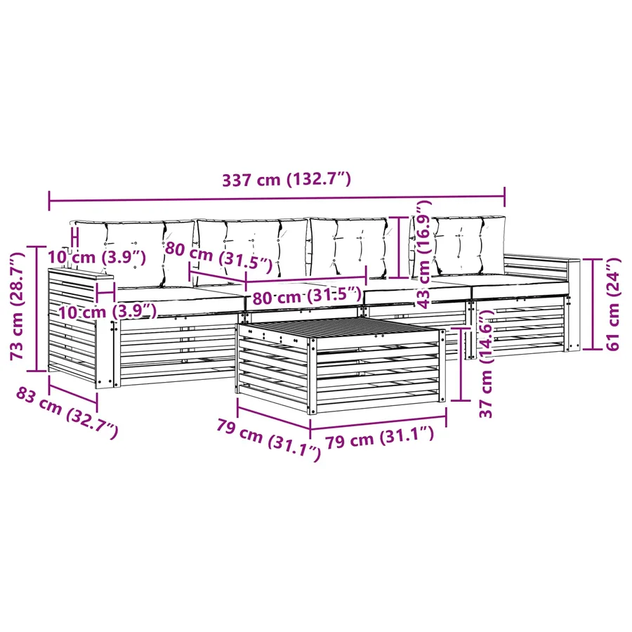 Ensemble de canapés d'extérieur 5 pc Blanc et crème - 6