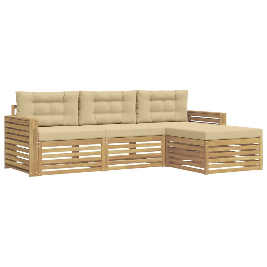 Ensemble de canapés d'extérieur 4 pc Blanc et Beige - 2