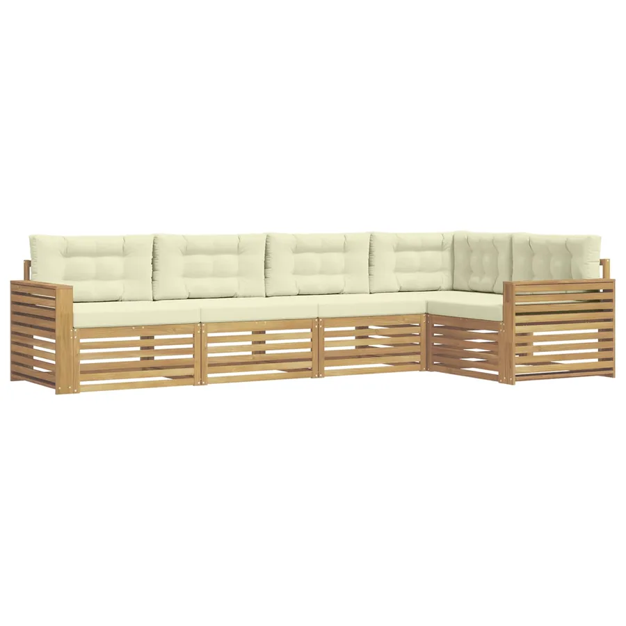 Ensemble de canapés d'extérieur 5 pc Blanc et crème Polyester - 2