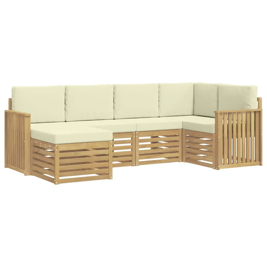 Ensemble de canapés d'extérieur 6 pcs Blanc et crème Polyester - 2