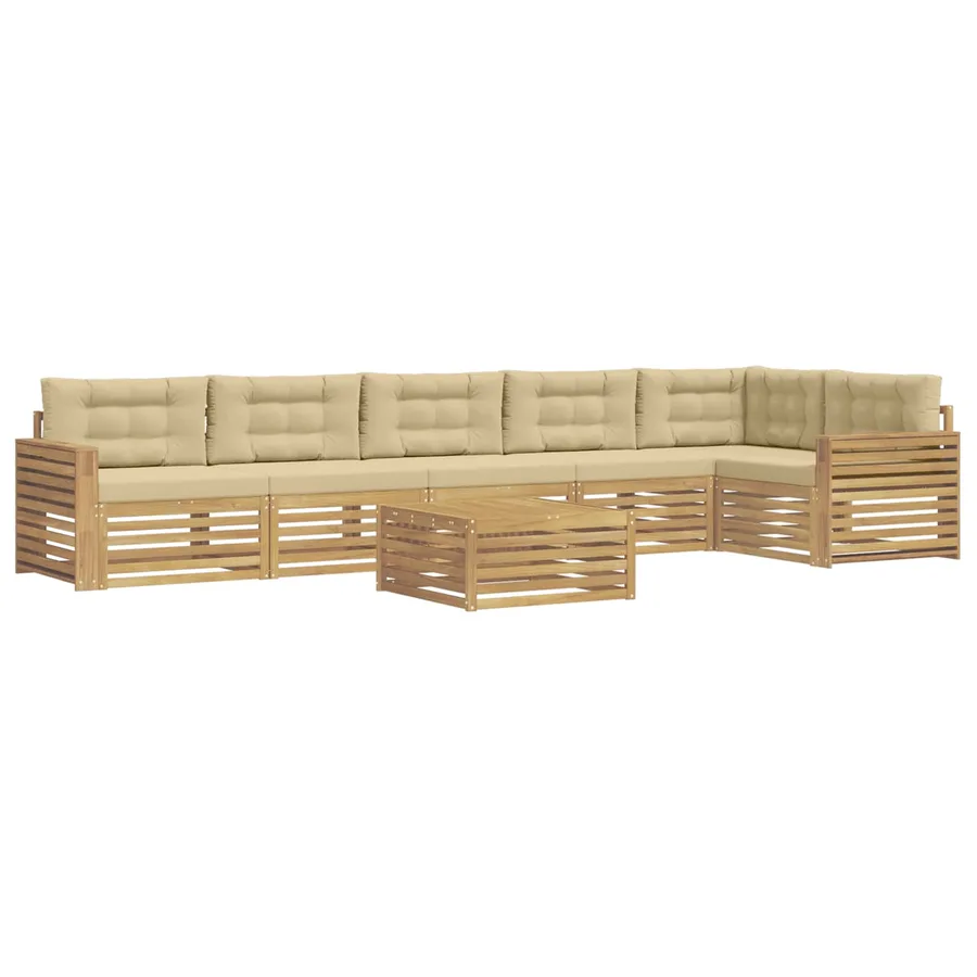 Ensemble de canapés d'extérieur 7 pc Blanc et Beige Polyester - 2