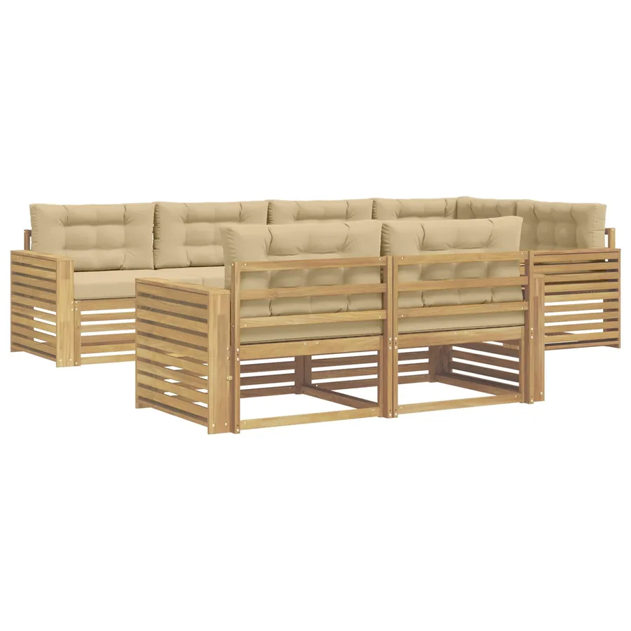 Ensemble de canapés d'extérieur 7 pc Blanc et Beige Polyester - 2