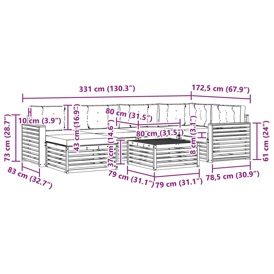 Ensemble de canapés d'extérieur 7 pc Blanc et anthracite - 8
