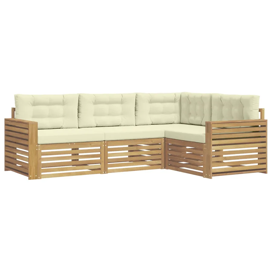 Ensemble de canapés d'extérieur 4 pc Blanc et crème Polyester - 2