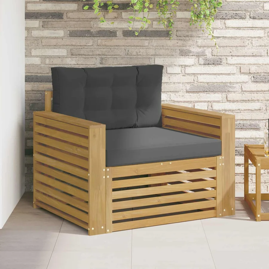 Canapé d’extérieur Polyester Blanc et anthracite