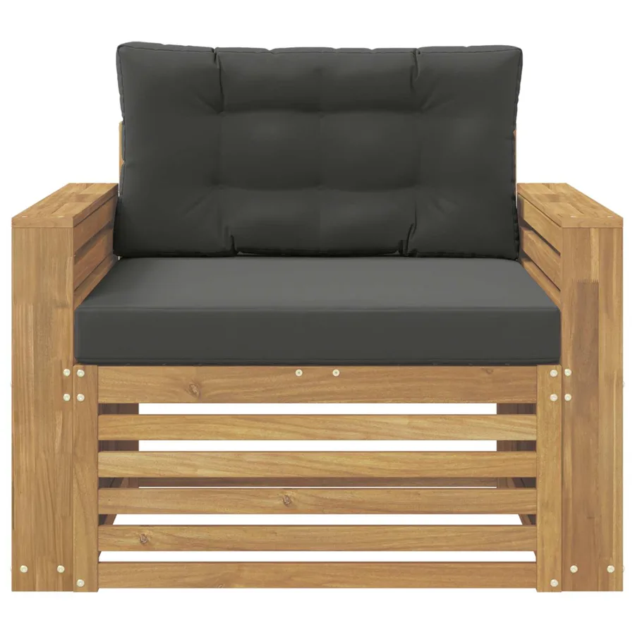 Canapé d’extérieur Polyester Blanc et anthracite - 3