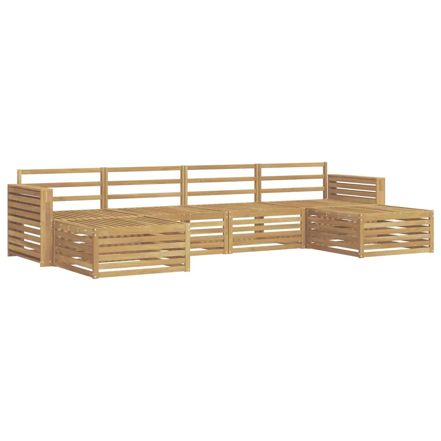 Ensemble de canapés d'extérieur 6 pc Blanc Bois d'Acacia Massif - 2