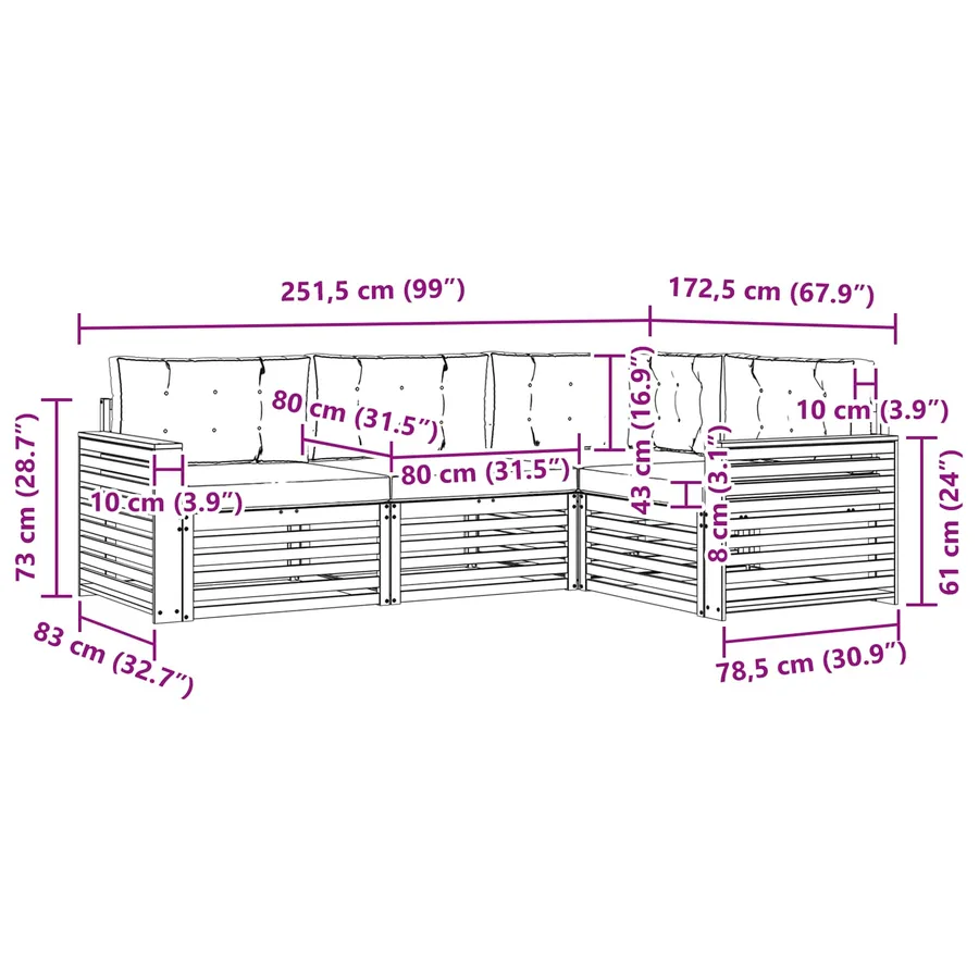 Ensemble de canapés d'extérieur 4 pc Blanc et anthracite - 7