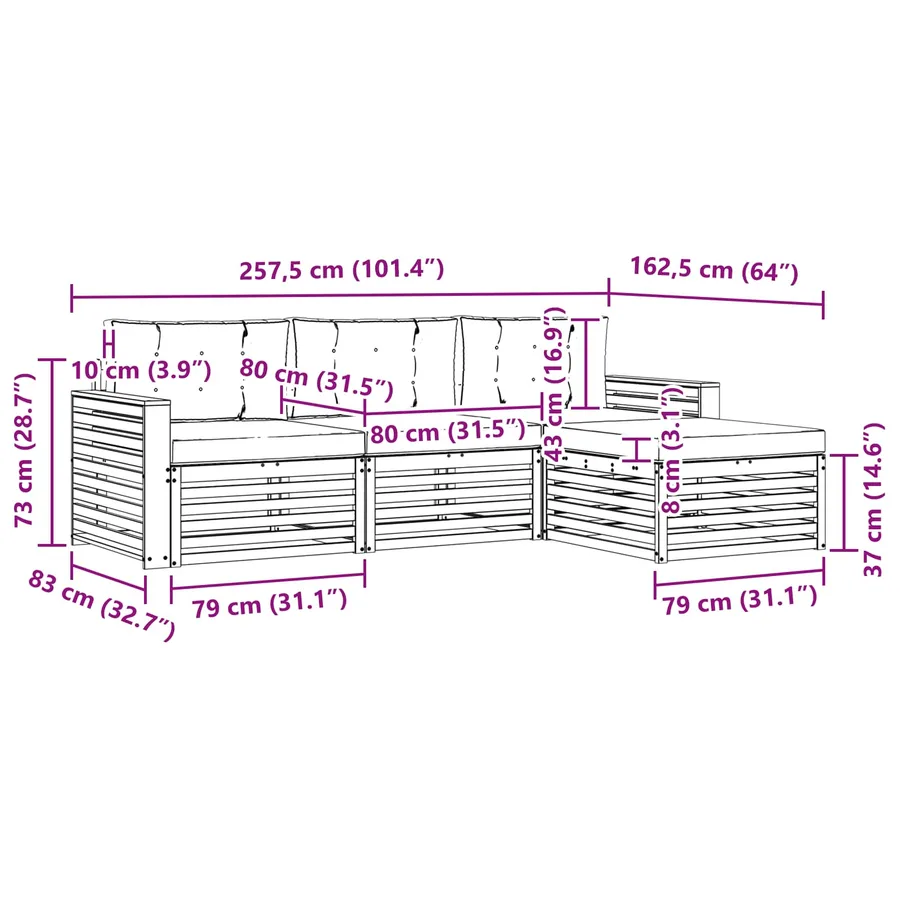 Ensemble de canapés d'extérieur 4 pc Blanc et gris clair - 6
