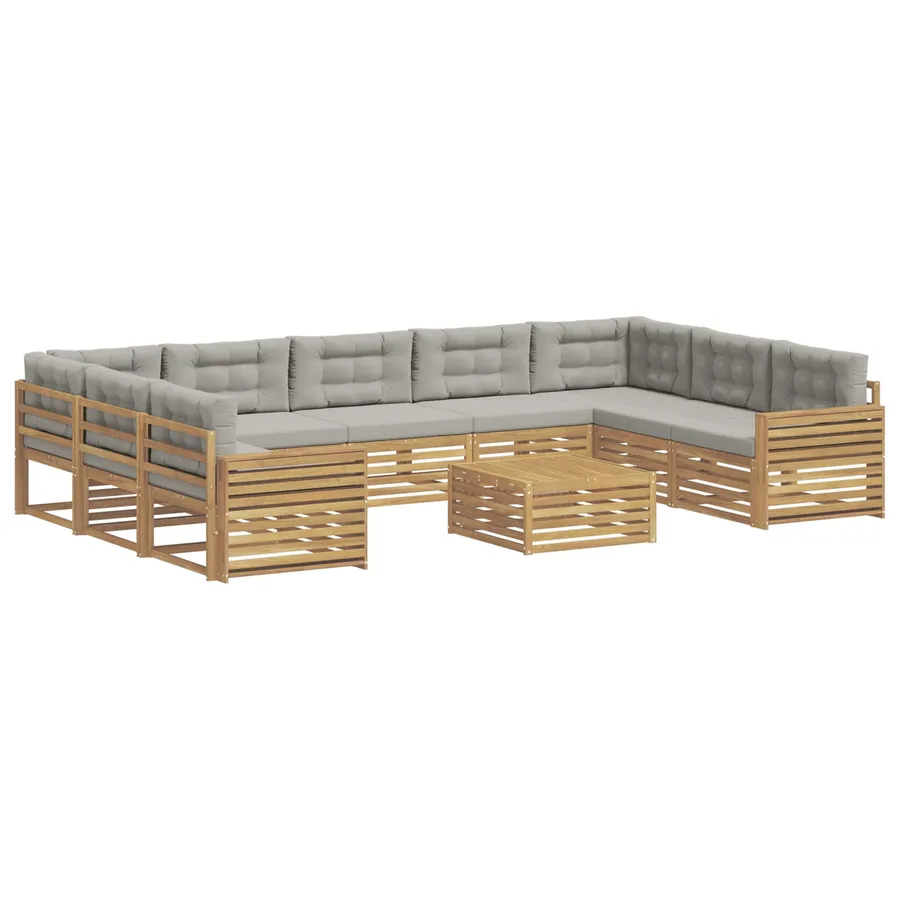 Ensemble de canapés d'extérieur 10 pc Blanc et gris clair - 2