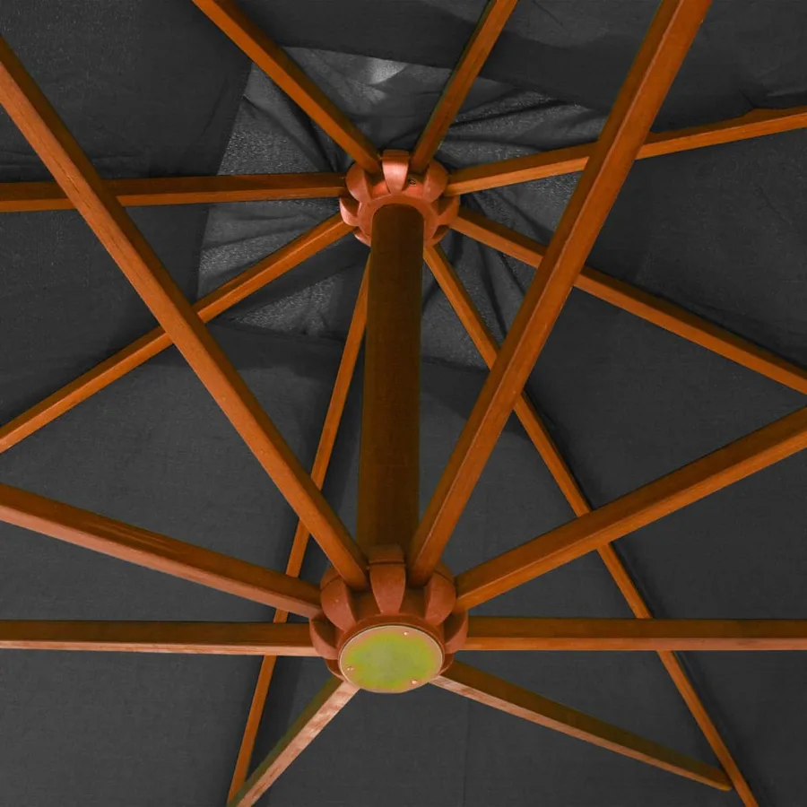 Parasol de jardin suspendu avec mât Anthracite bois de sapin - 4