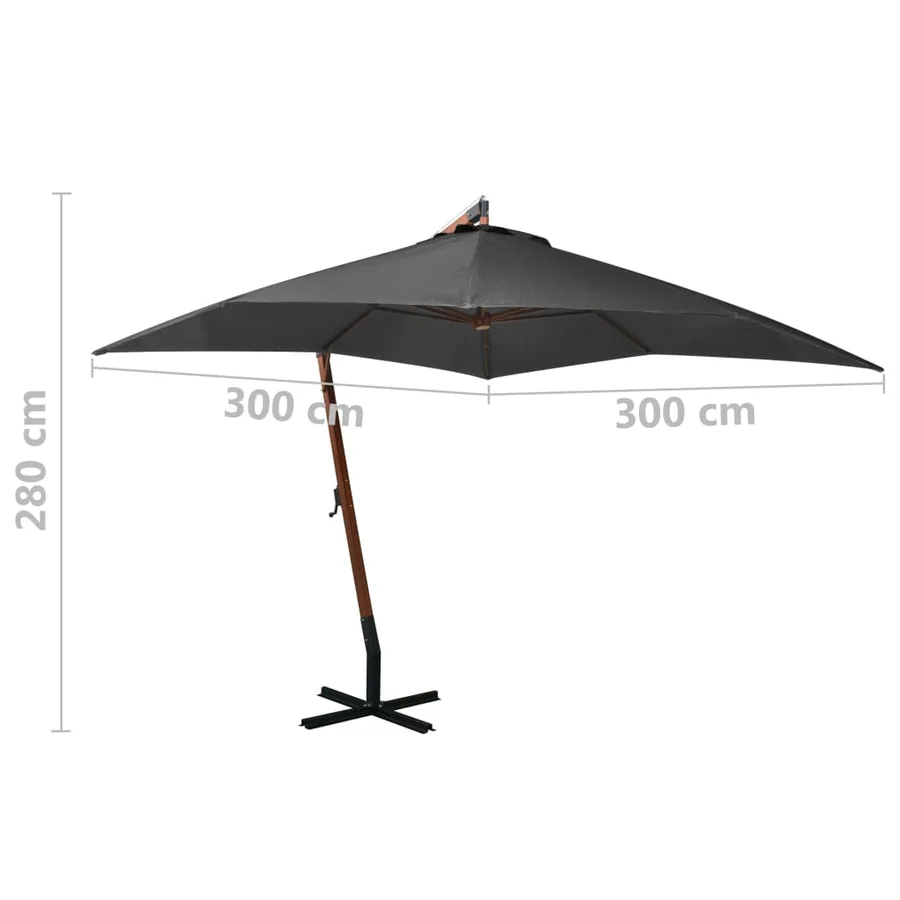Parasol de jardin suspendu avec mât Anthracite bois de sapin - 8