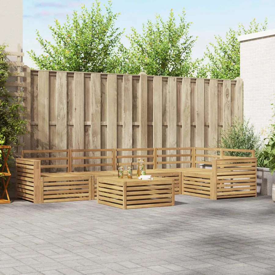 Ensemble de canapés d'extérieur 6 pc Blanc Bois d'Acacia Massif