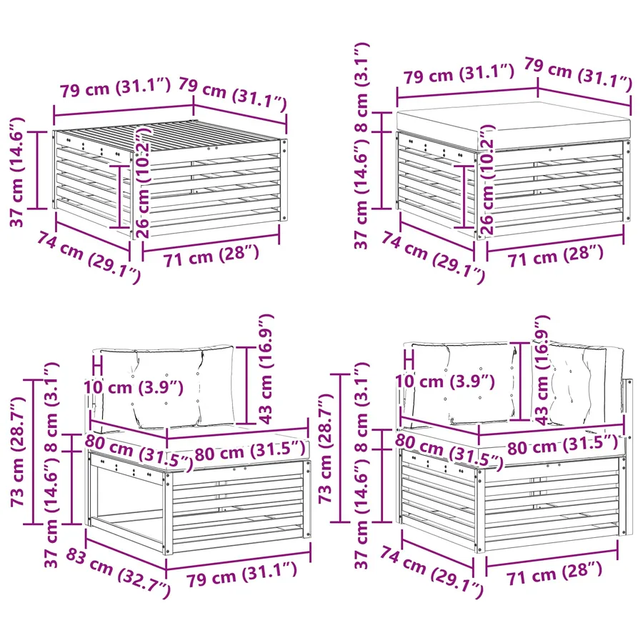 Ensemble de canapés d'extérieur 8 pc Blanc et anthracite - 10