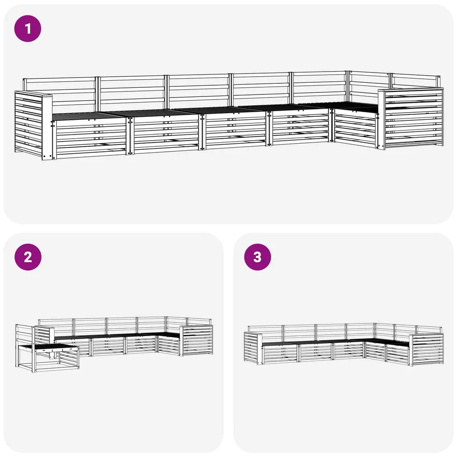 Ensemble de canapés d'extérieur 6 pc Blanc Bois d'Acacia Massif - 6