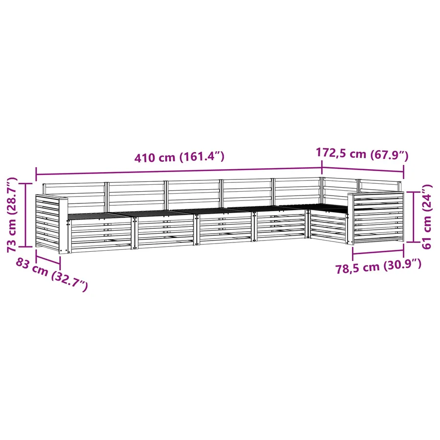 Ensemble de canapés d'extérieur 6 pc Blanc Bois d'Acacia Massif - 7