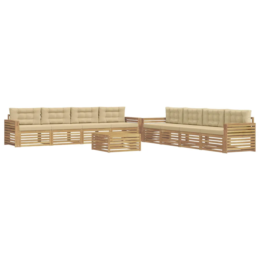 Ensemble de canapés d'extérieur 9 pc Blanc et Beige Polyester - 2