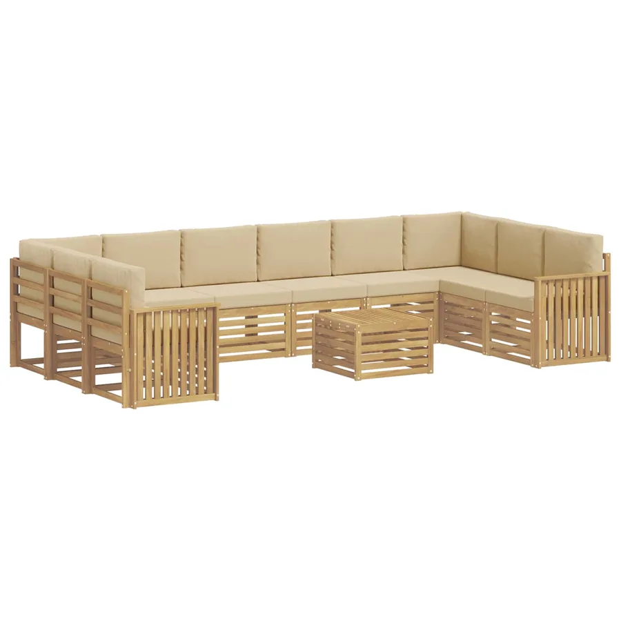 Ensemble de canapés d'extérieur 11 pcs Blanc et Beige - 2