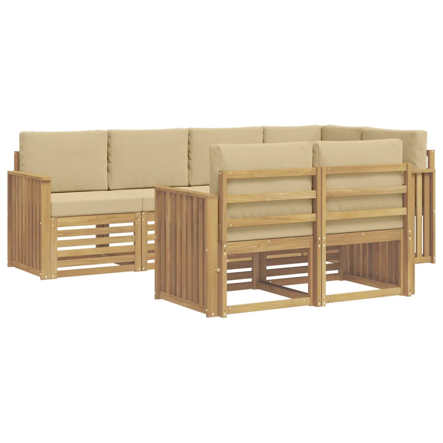 Ensemble de canapés d'extérieur 7 pcs Blanc et Beige - 2