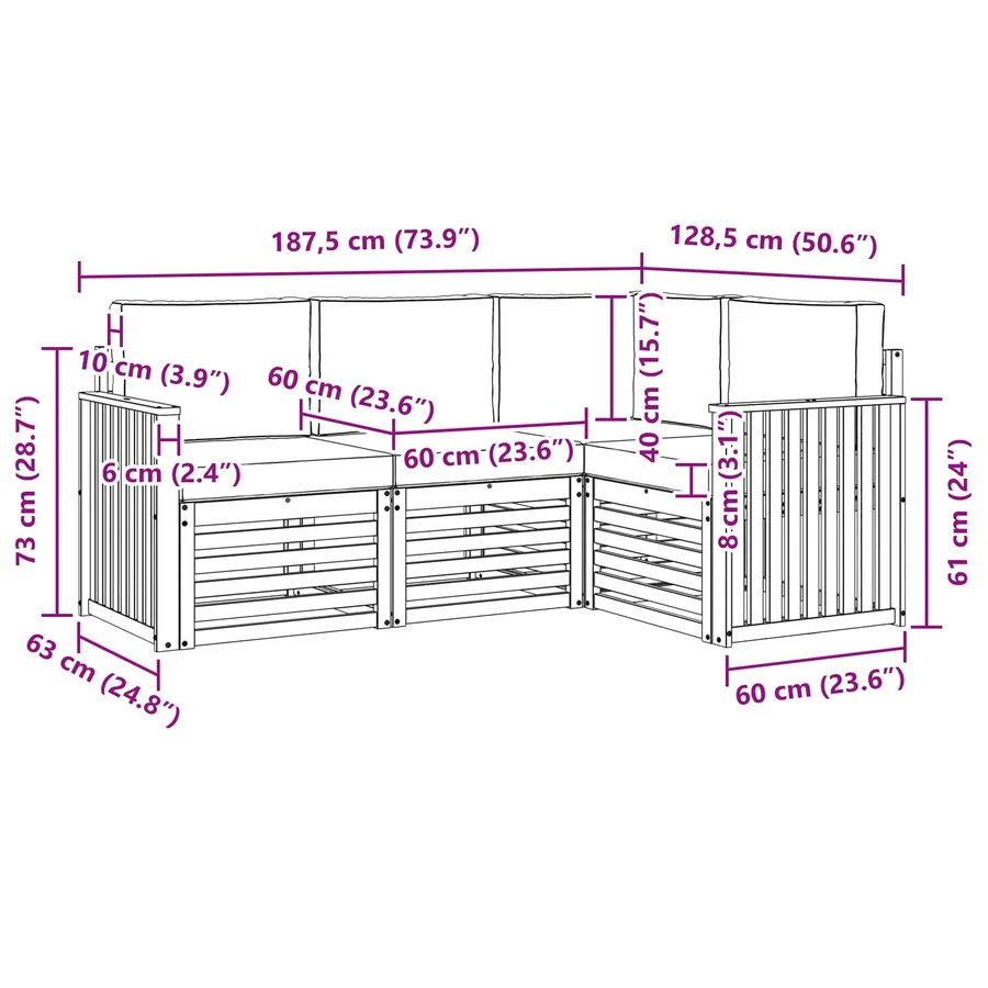 Ensembles de canapés 4 pcs Blanc et anthracite - 7