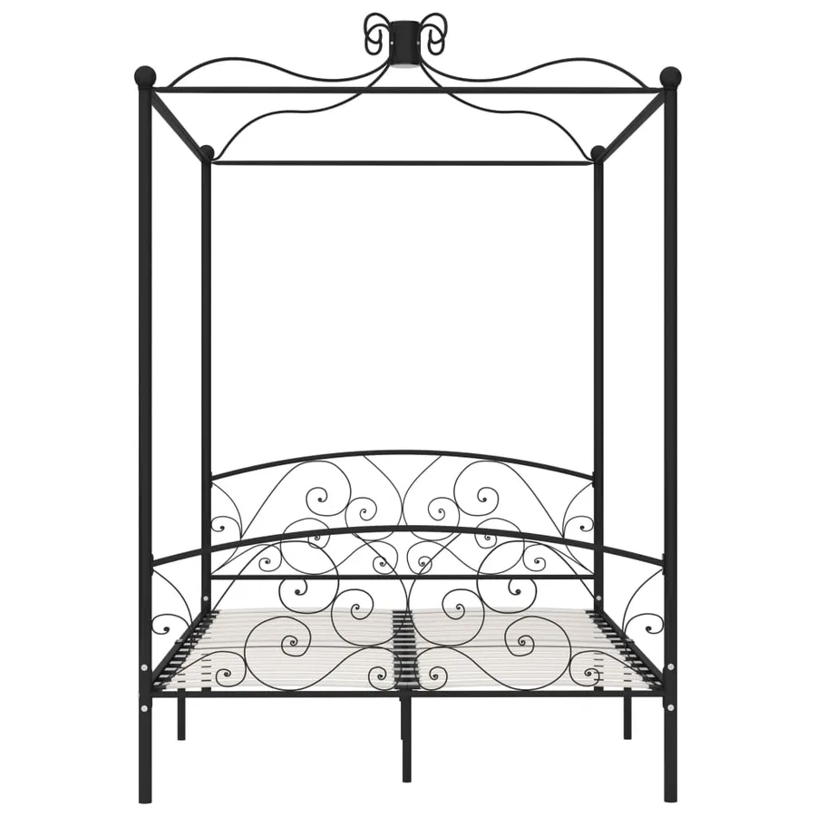 Cadre de lit à baldaquin sans matelas noir métal 120x200 cm - 3