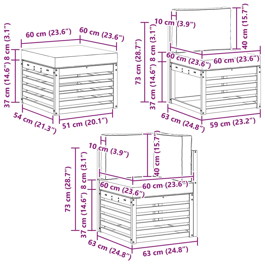 Ensemble de canapés d'extérieur 7 pcs Blanc et anthracite - 9