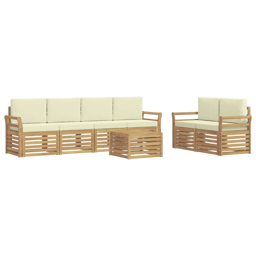 Ensemble de canapés d'extérieur 7 pcs Blanc et crème Polyester - 2