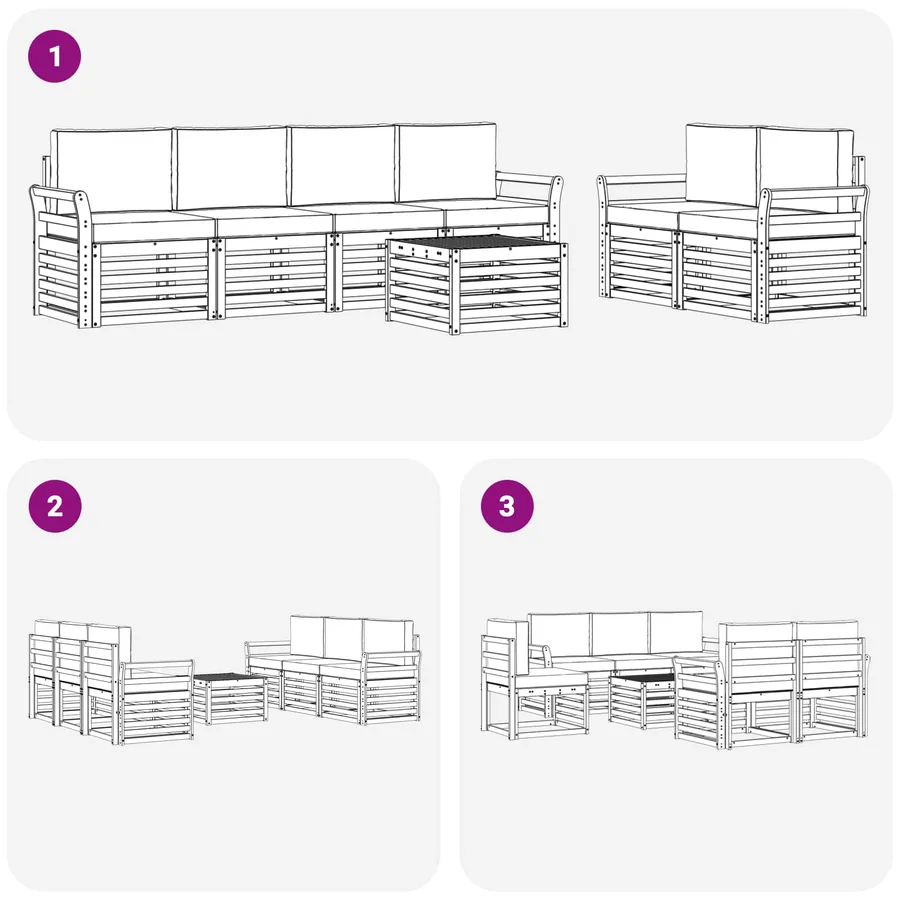 Ensemble de canapés d'extérieur 7 pcs Blanc et crème Polyester - 6