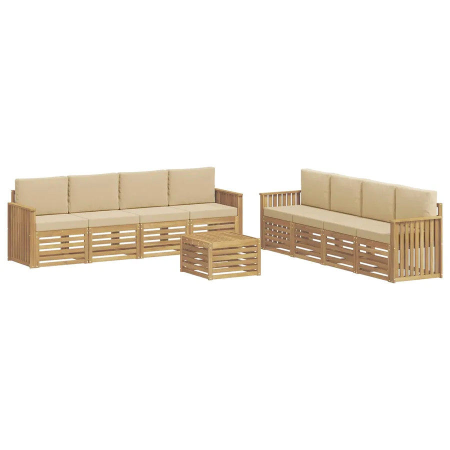 Ensembles de canapés 9 pcs Blanc et Beige 59 x 59 x 37 cm - 2