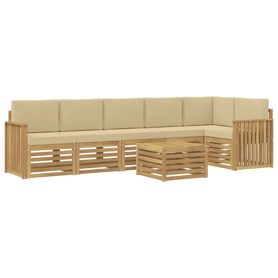 Ensemble de canapés d'extérieur 7 pcs Blanc et Beige - 2
